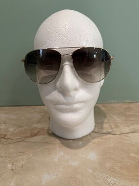 Salvatore Ferragamo Silver Metal Aviator Sunglasses with Gradient Brown Lenses